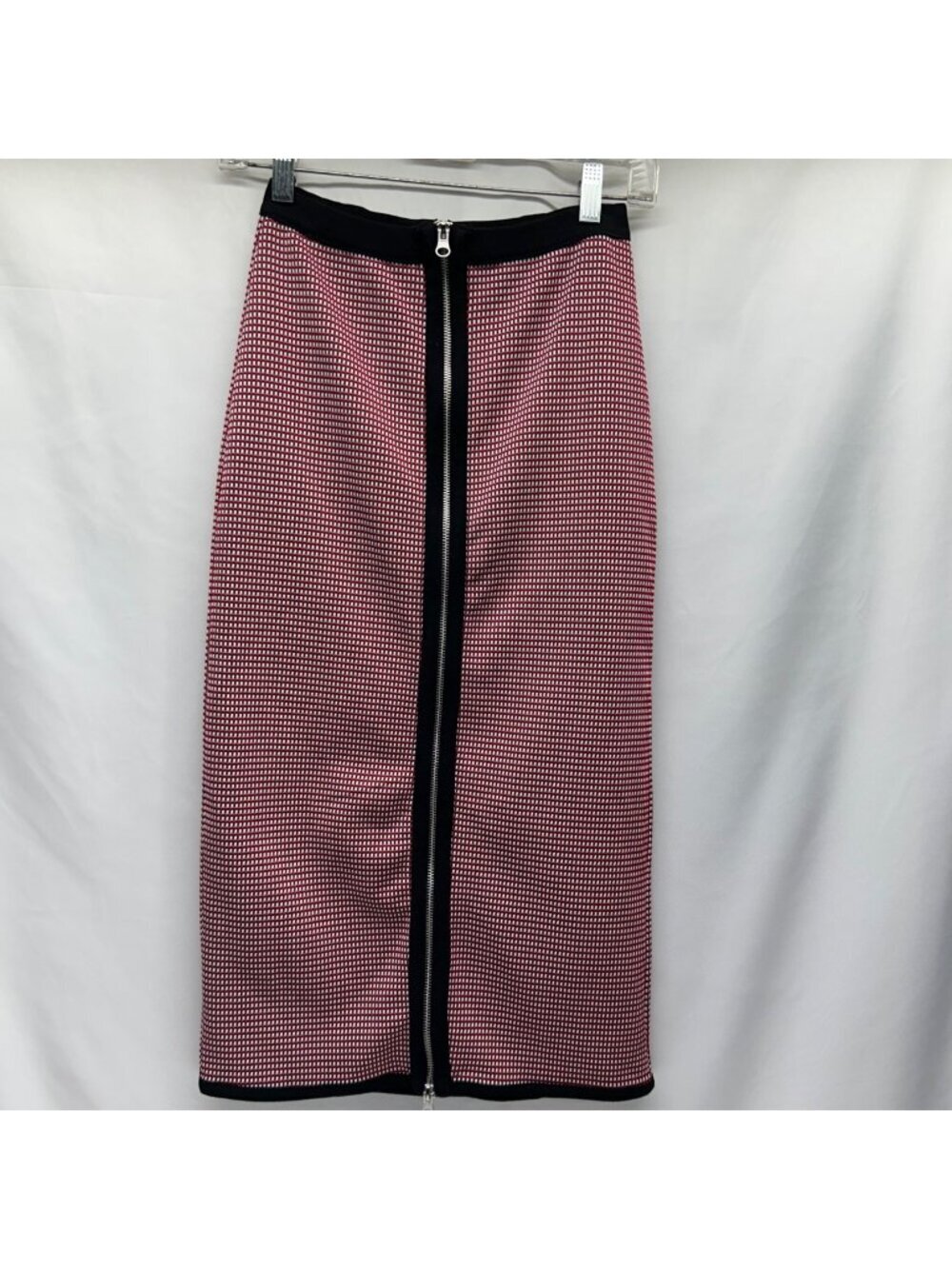 ZARA Jacquard Midi Skirt Women's M Red, Black 2 Way Zip
